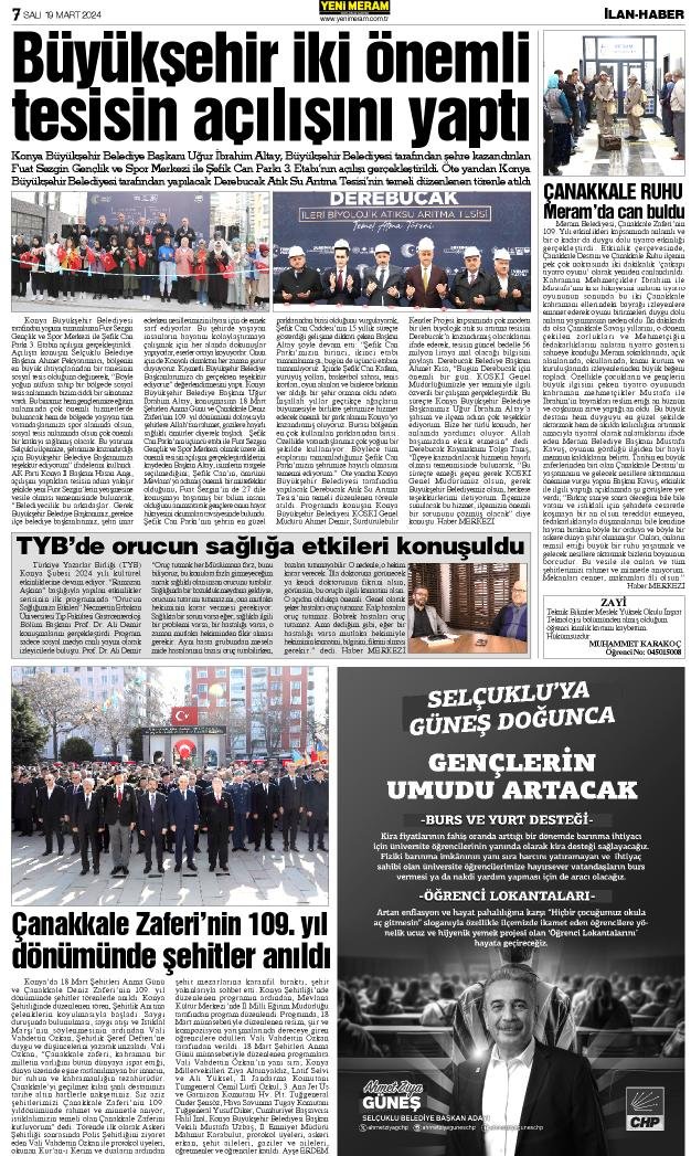 19 Mart 2024 Yeni Meram Gazetesi
