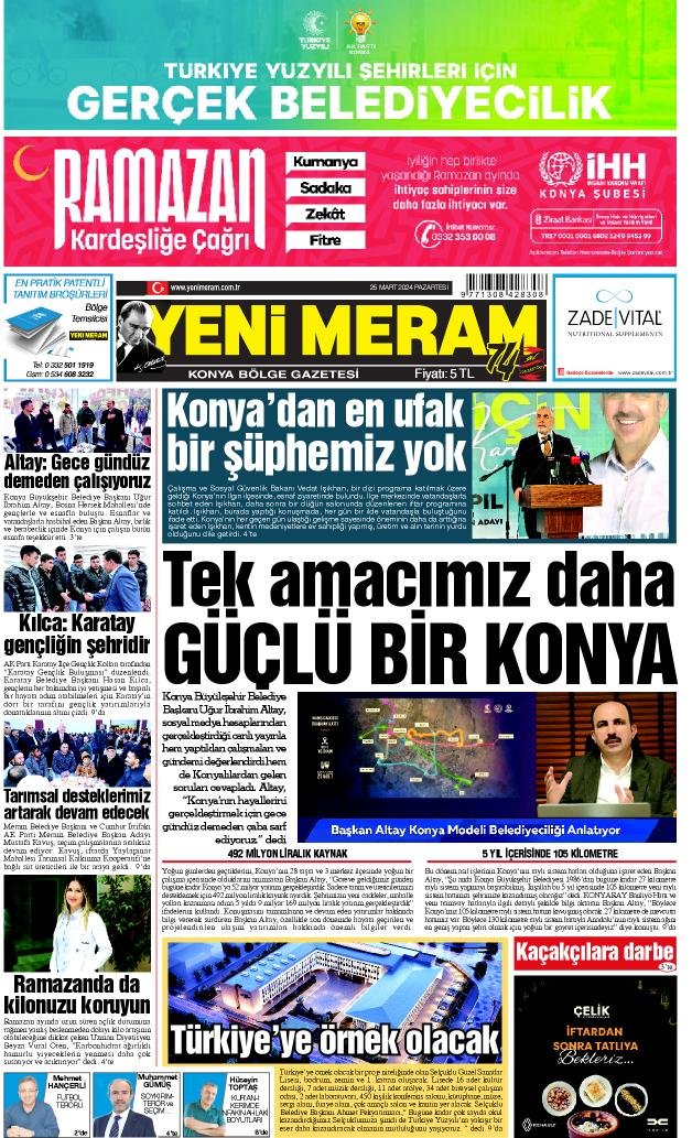 25 Mart 2024 Yeni Meram Gazetesi
