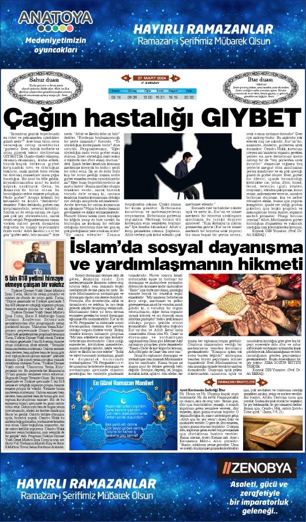 27 Mart 2024 Yeni Meram Gazetesi
