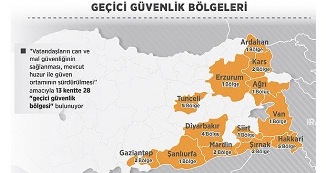 13 ilde 28 özel güvenlik bölgesi