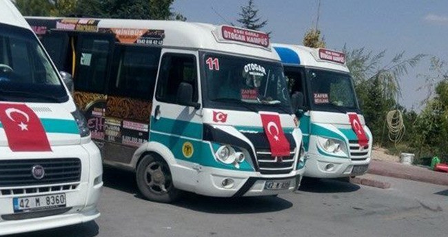 Konya minibüsçülerinden bayraklı tepki