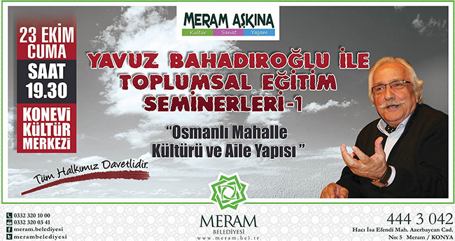 Yavuz Bahadıroğlu ile Toplumsal Eğitim Seminerleri Başlıyor