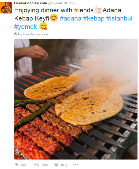 Podolski’den Fenerbahçe’ye ‘Adana Kebab’ göndermesi