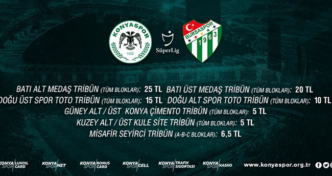 Konyaspor-Bursaspor maçının bilet fiyatları belli oldu