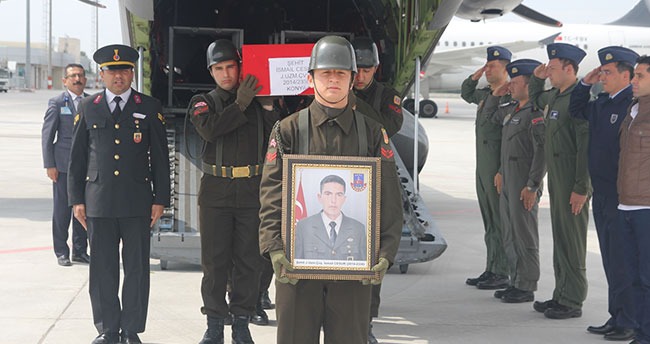 Şehit İsmail Cesur’un cenazesi Konya’ya getirildi
