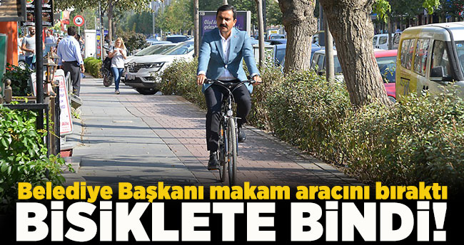 Belediye Başkanı makam aracını bıraktı bisiklete bindi