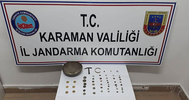 Jandarmanın durdurduğu araçta tarihi eser çıktı