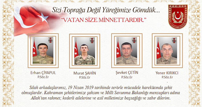 Hakkari şehitlerinin kimlikleri belli oldu