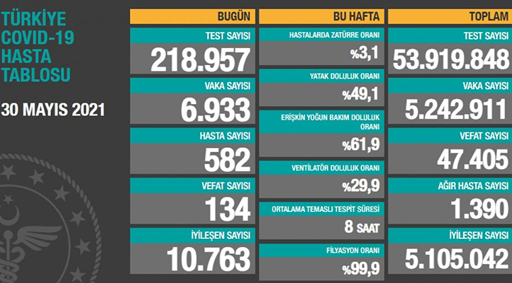 30 Mayıs Türkiye’nin koronavirüs tablosu