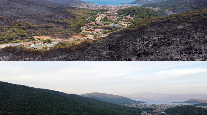 Marmaris’in yangın öncesi ve sonrası havadan görüntüleri, felaketin boyutunu gözler önüne serdi
