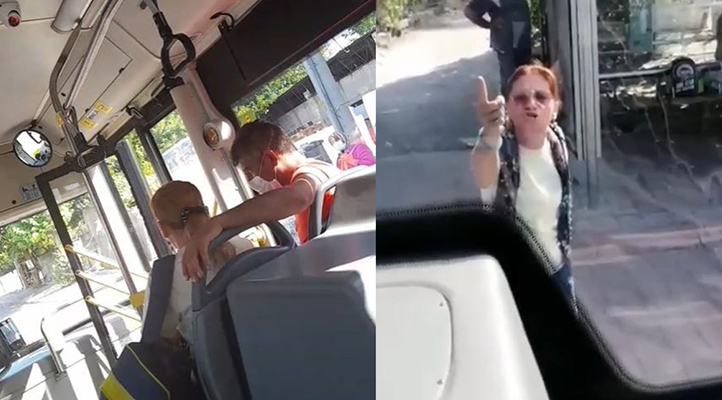 Otobüste maske takmayı reddeden kadın ortalığı birbirine kattı
