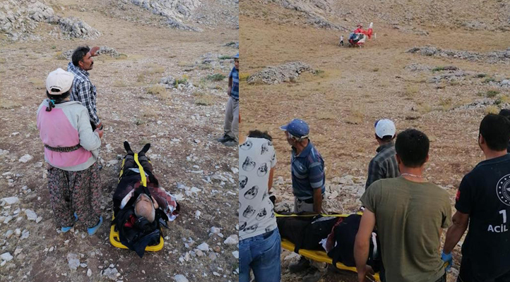 Karaman’da kayalıklardan düşen ve ateş alan tüfeğiyle yaralanan çoban kurtarıldı