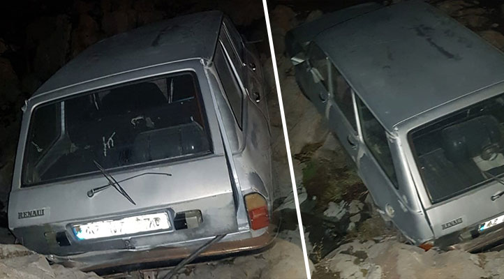 Kulu’da park halindeki otomobil uçuruma yuvarlandı