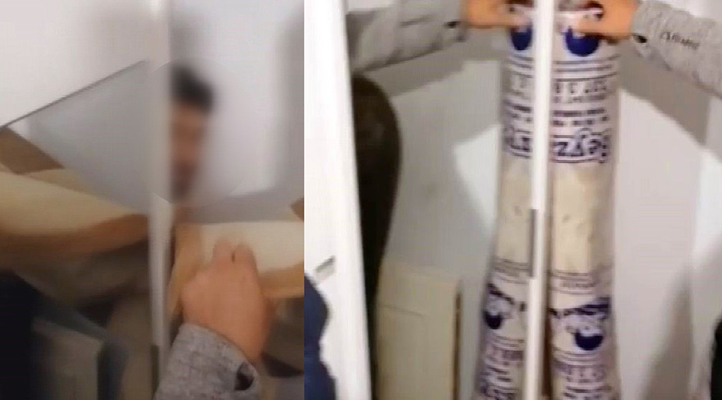 Yer: Kayseri! Uyuşturucu şüphelisi halının arkasından çıktı