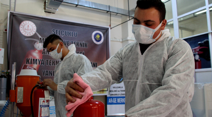 Okulların yangın söndürme tüpünün dolum ve bakımını Konya’daki lise yapacak