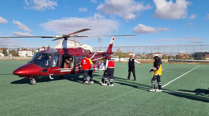 Konya’da hava ambulansı kalp krizi geçiren hasta için havalandı