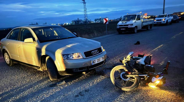 Konya’da otomobil ile motosiklet çarpıştı: 1 yaralı
