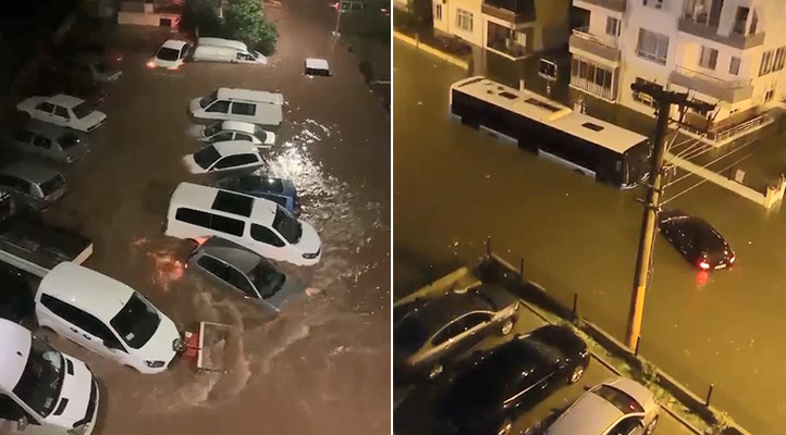 Antalya’da şiddetli yağış hayatı olumsuz etkiledi! Evleri su bastı, araçlar sürüklendi