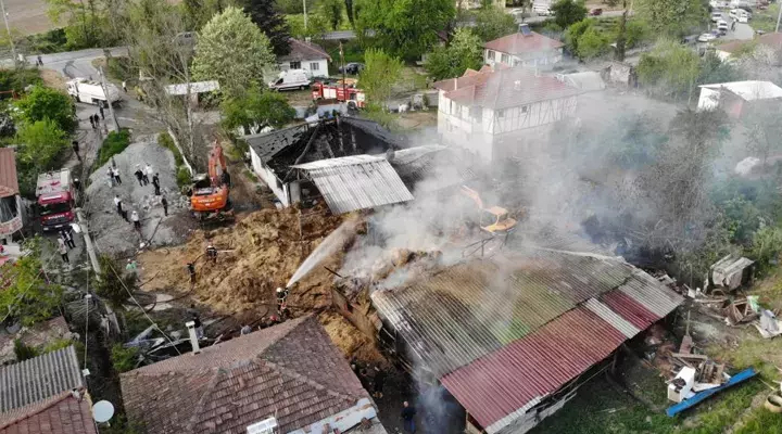 Besi çiftliğinde feci yangın! Büyükbaş hayvanlar telef oldu