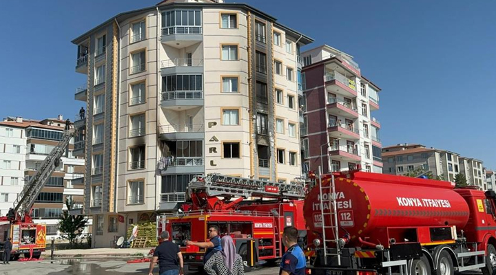 Konya’da apartmanda çıkan yangında 6 kişi hastanelik oldu