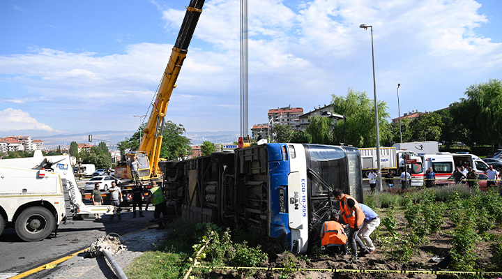 Ankara’da EGO otobüsünün devrilmesi sonucu 5 kişi yaralandı