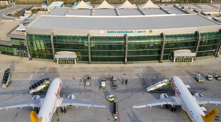 Konya Havalimanı’nda ağustos ayında 87 bin 515 yolcuya hizmet verildi