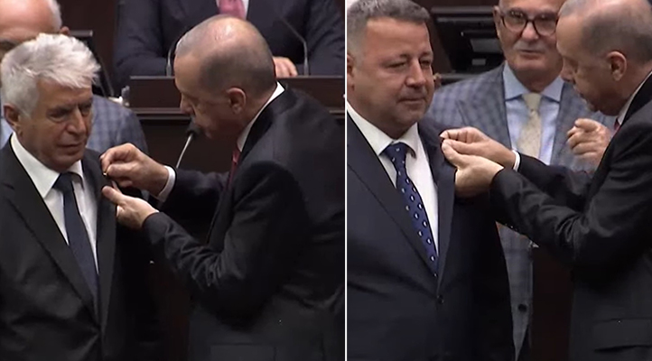 Konya’da iki belediye başkanı  AK Parti’ye geçti! Rozetlerini Erdoğan taktı