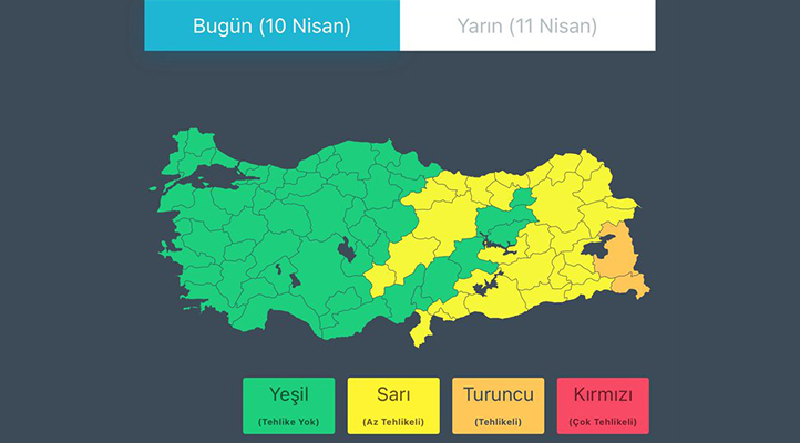 AFAD’dan 2 kente ‘turuncu’, 29 kente ‘sarı’ kodlu uyarı