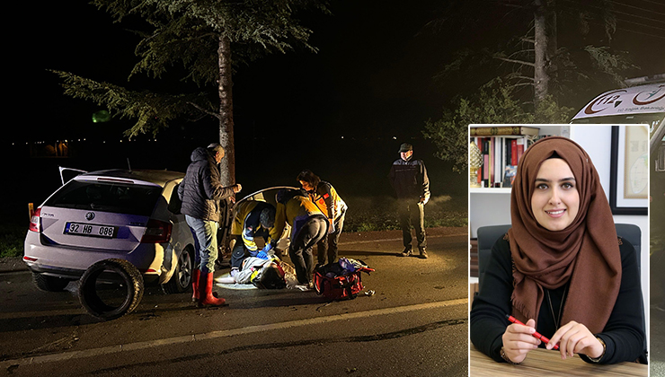 Ağaca çarpan otomobildeki doçent öldü, eşi ve oğlu yaralandı