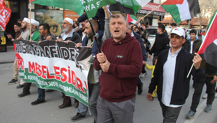 Beyşehir’de Gazze’ye destek yürüyüşü düzenlendi