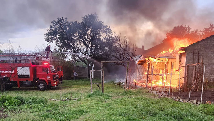 Edirne’de arı kovanlarının bulunduğu depo alev alev yandı