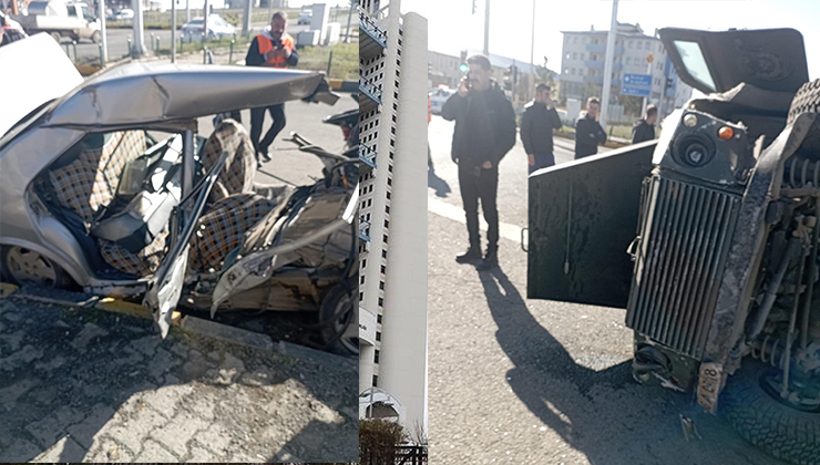 Kars’ta zırhlı araç ile otomobil çarpıştı; 2’si polis 6 yaralı