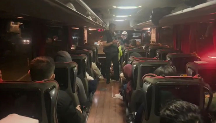 Aksaray’da sivil jandarmadan yolcu otobüslerine gizli denetim