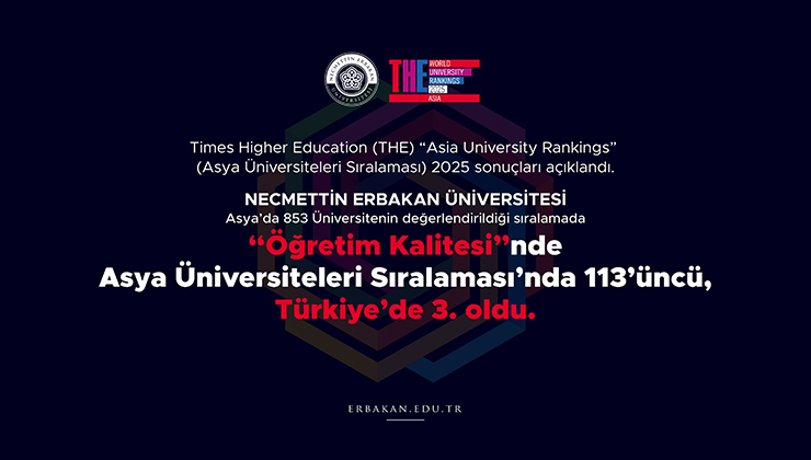 NEÜ, 2025 THE Asya Üniversiteleri Sıralaması ‘Öğretim’ kategorisinde Türkiye 3’üncüsü oldu