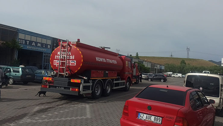 Seydişehir’de oto tamirhanesinde yangın paniği