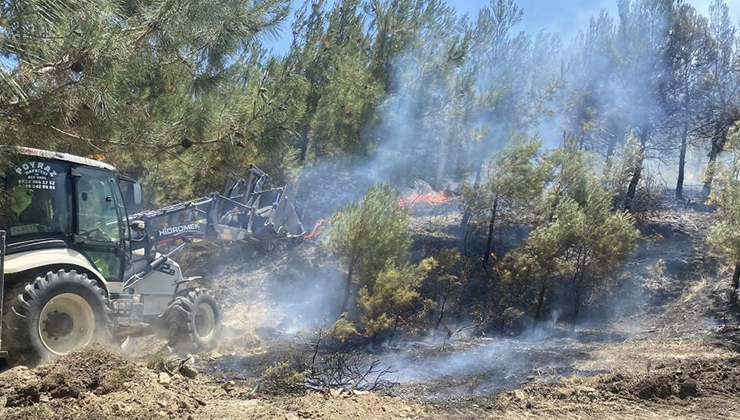 Çanakkale’de tarım arazisinde başlayan yangın ormanlık alana sıçradı