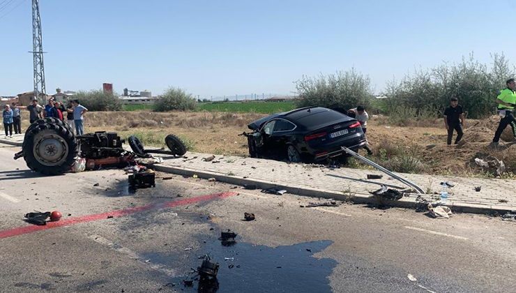 Karaman’da otomobille çarpışan traktör parçalandı: 1 ölü