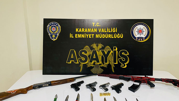 Karaman’da ruhsatsız silahlar ile uyuşturucu ele geçirildi