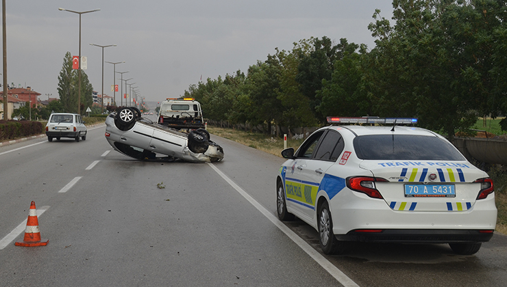 Karaman’da takla atan otomobildeki 4 kişi yaralandı
