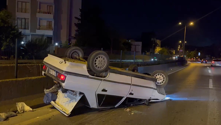 Kartal’da otomobil takla attı: 2 yaralı
