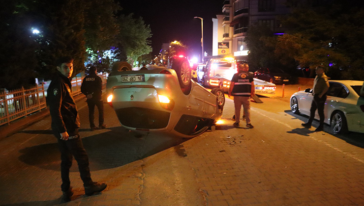 Kastamonu’da, kontrolden çıkan otomobil takla attı