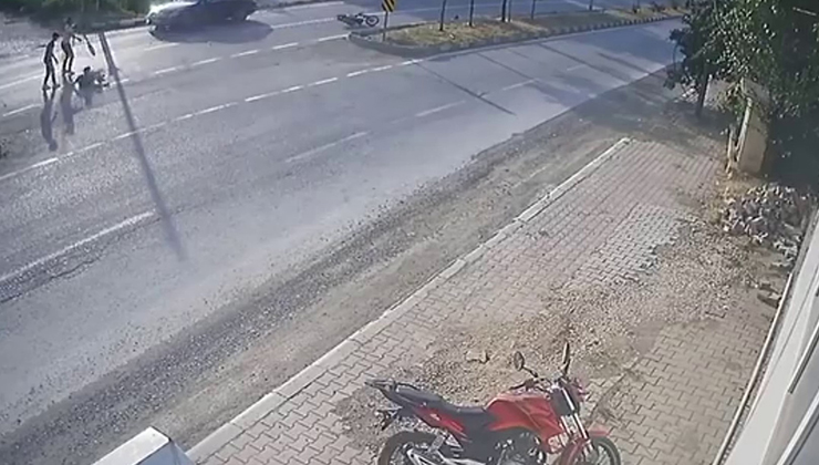 Konya’da devrilen motosikletten düşen sürücü metrelerce sürüklendi