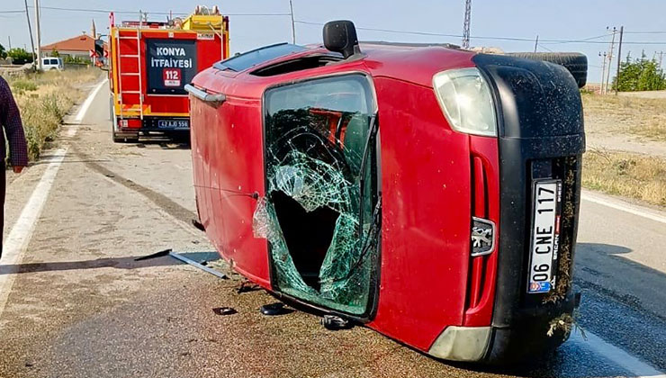 Konya’da otomobil devrildi: 4 yaralı