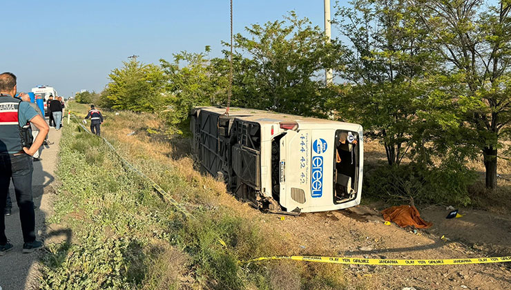 Konya’nın Ereğli ilçesinde yolcu otobüsü devrildi: 1 ölü, 23 yaralı