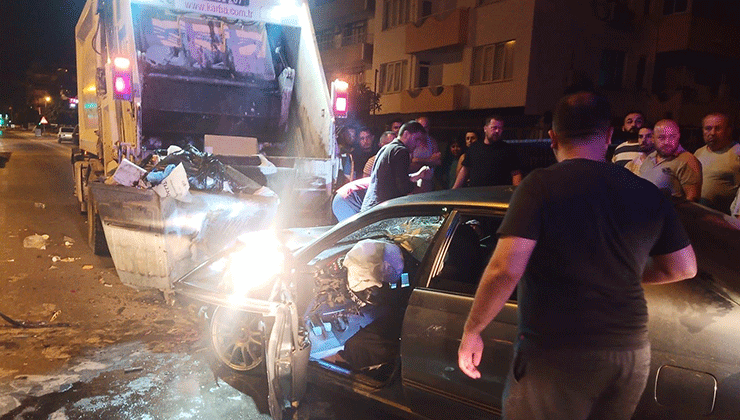 Mersin’de alkollü sürücünün çöp aracına çarptığı kazada 1 temizlik personeli öldü 4’ü yaralandı