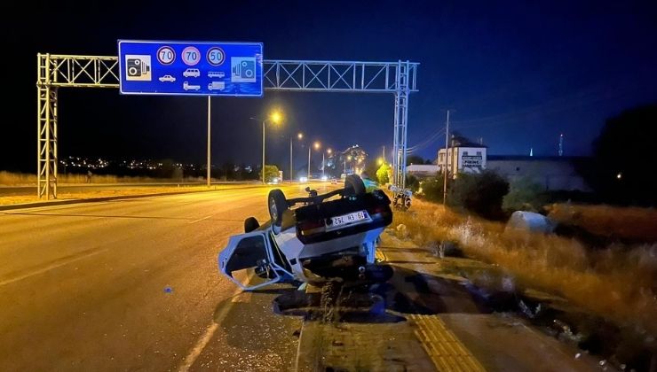 Tırın sıkıştırdığı otomobil takla attı: 1 yaralı