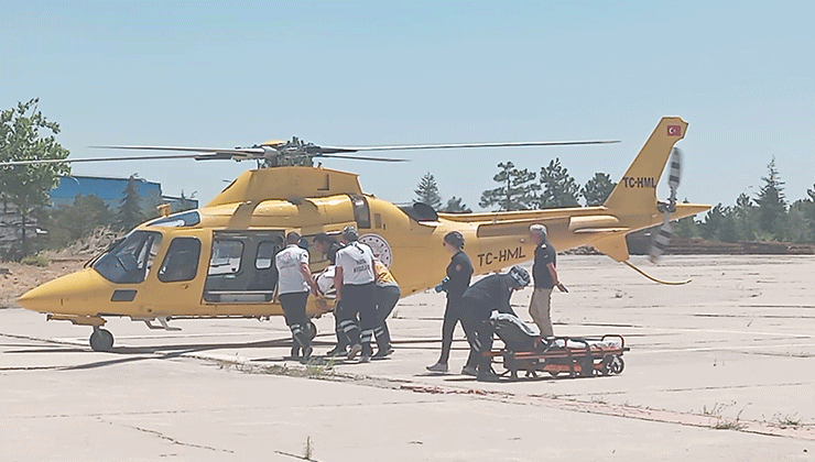 Konya’da ambulans helikopter kalp krizi geçiren hasta için havalandı