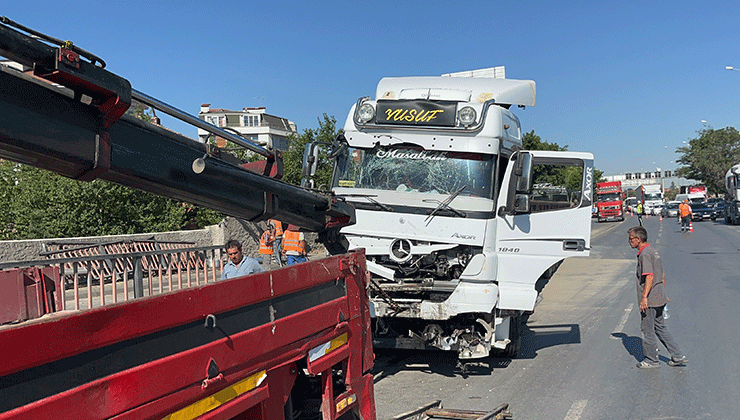 Kontrolden çıkan tır bariyerleri biçti