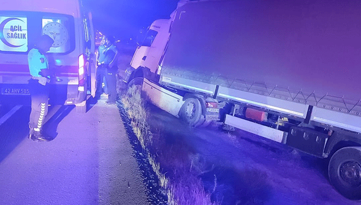 Konya’da tır şarampole düştü: 1 yaralı