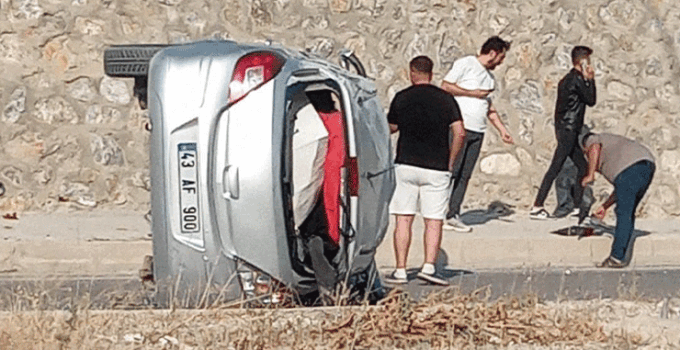 Kütahya’da takla atan aracın sürücüsü yaralandı
